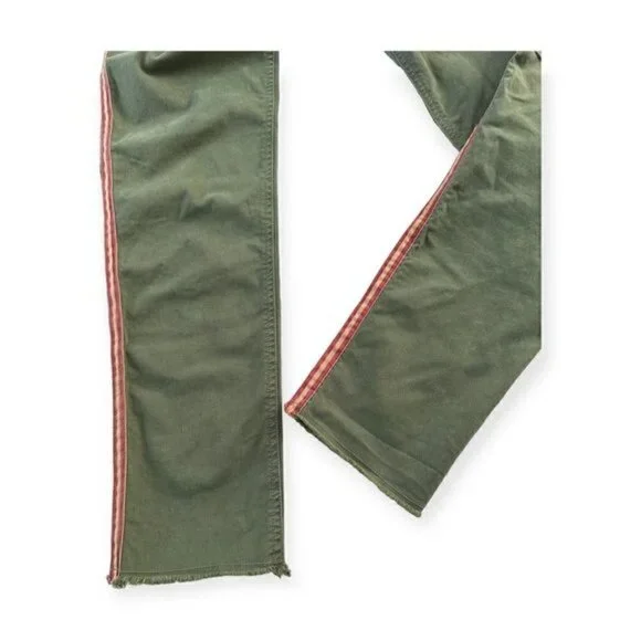 Nili‎ Lotan Jenna Pant With Side Tape, Camo Green with red tape, Size 0